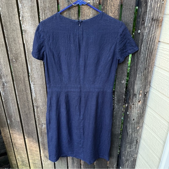 Brooks Brothers Navy Blue Linen Shift Dress Sz 4 - Picture 12 of 14